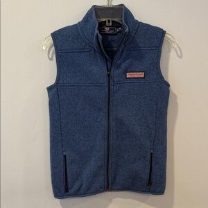 Vineyard Vines Heathered Navy Zip Fleece Vest